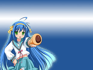 female with blue haired anime character